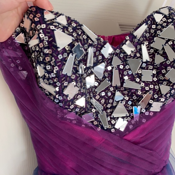 Purple and Navy homecoming dress, sparkly, mirrors strapless, formal size 11/12 - Picture 2 of 3